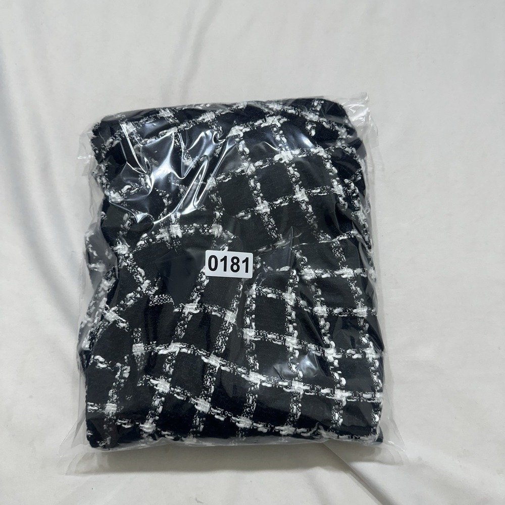 Free Assembly Tweed‎ Shift Dress Women 6 Navy Plaid Short Sleeve Lined NWT - Picture 11 of 11